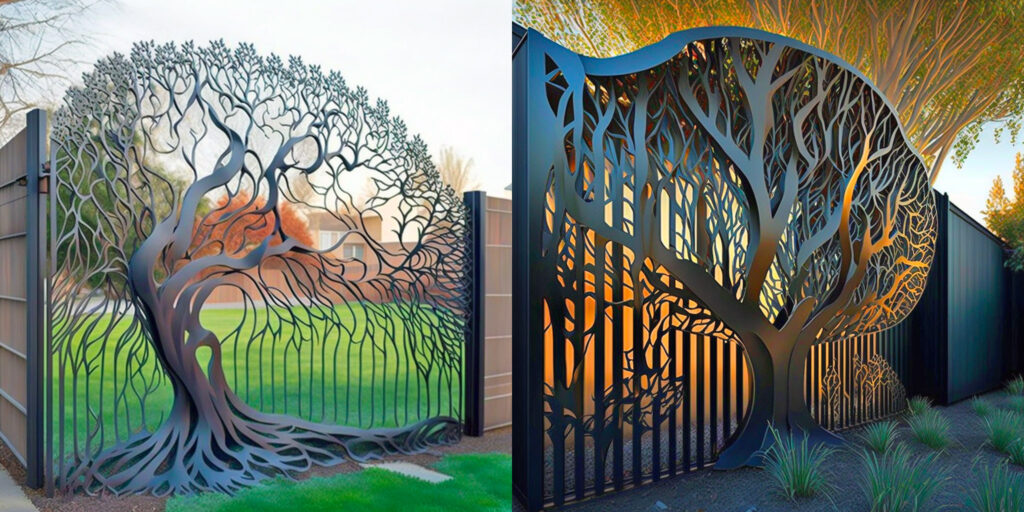 Creative tree shaped metal fence design inspiration
