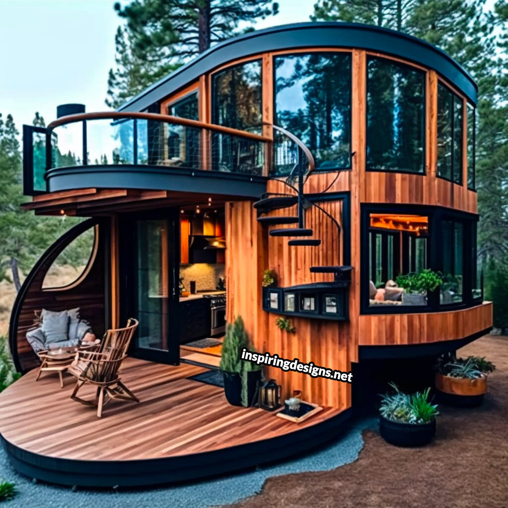 Creative custom tiny home design with tons of windows