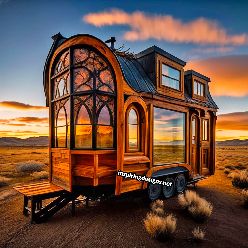 Creative custom tiny home design with tons of windows