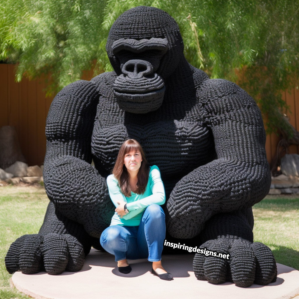 Giant life-size crochet gorilla