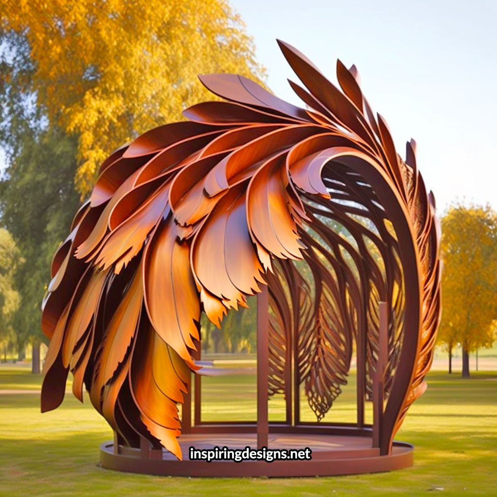 Beautiful Creative Feather Pergola design with incredible craftsmanship