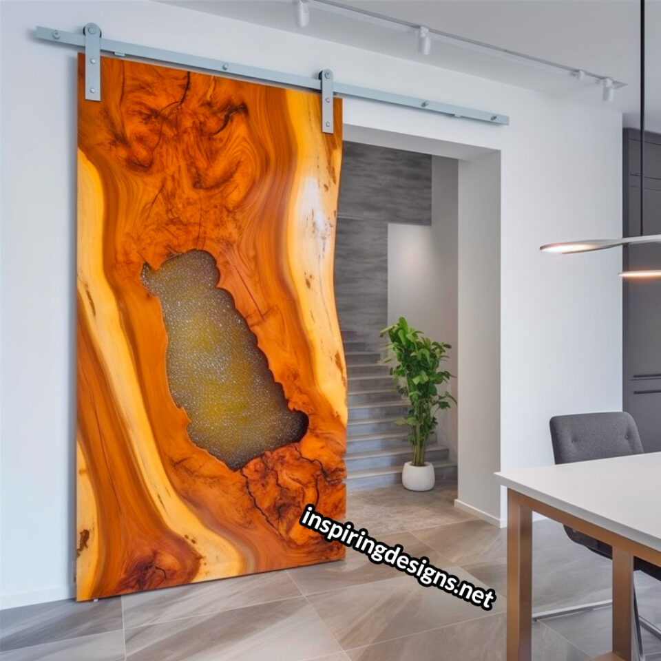 Live Edge Wooden Barn Doors With Epoxy Resin Is An Incredible Look That