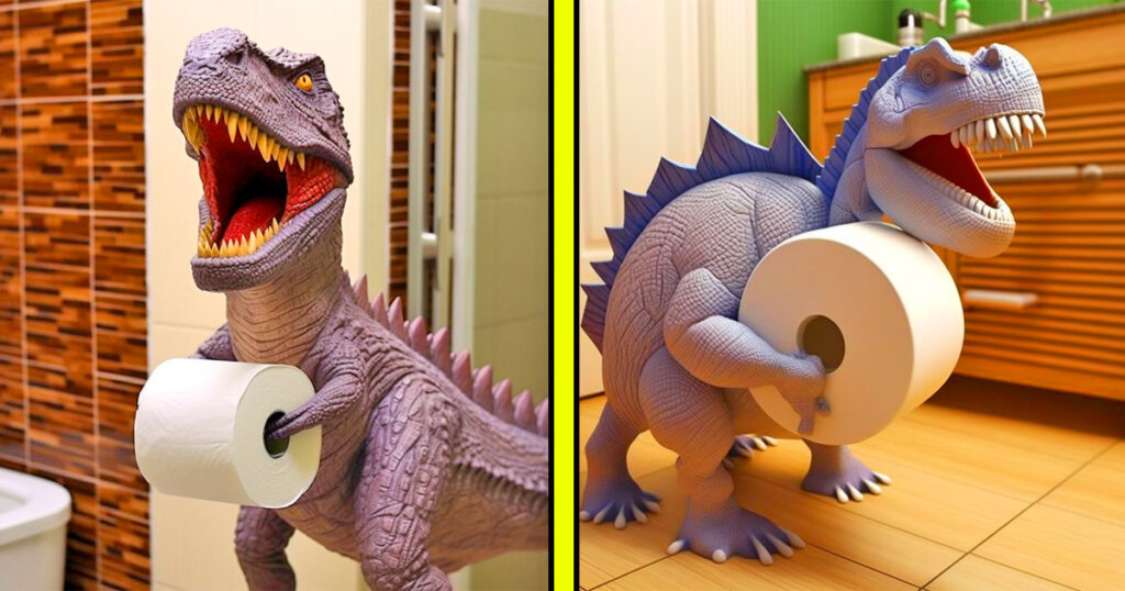 Dinosaur toilet paper holders