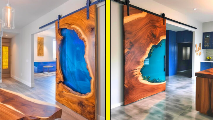 Live Edge Wooden Barn Doors With Epoxy Resin Is an Incredible Look That We Can’t Get Enough Of!