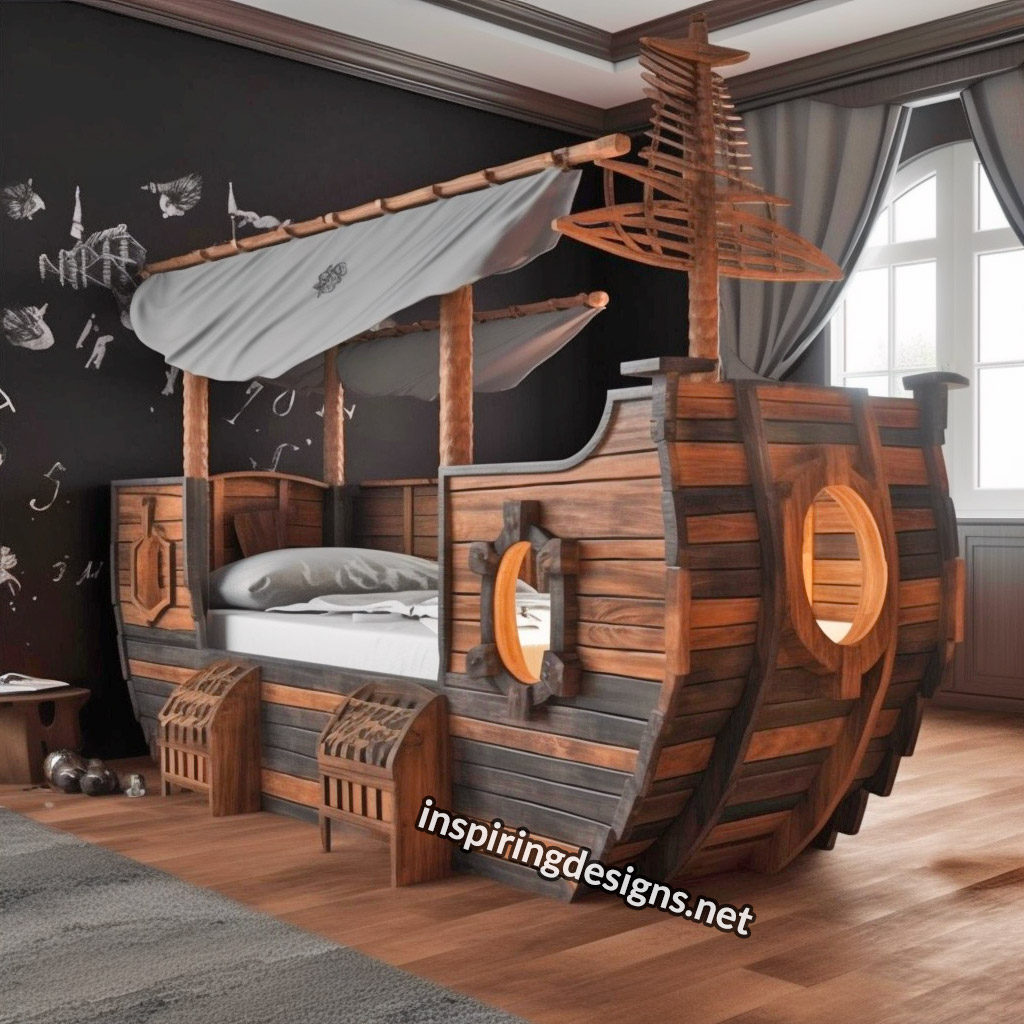 Pirate ship kid's bed