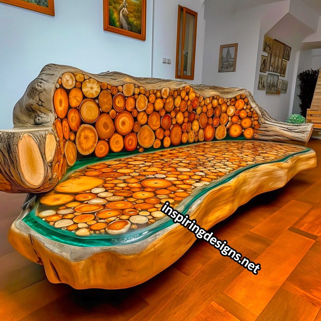 Giant Sofas Made From Logs and Epoxy Resin