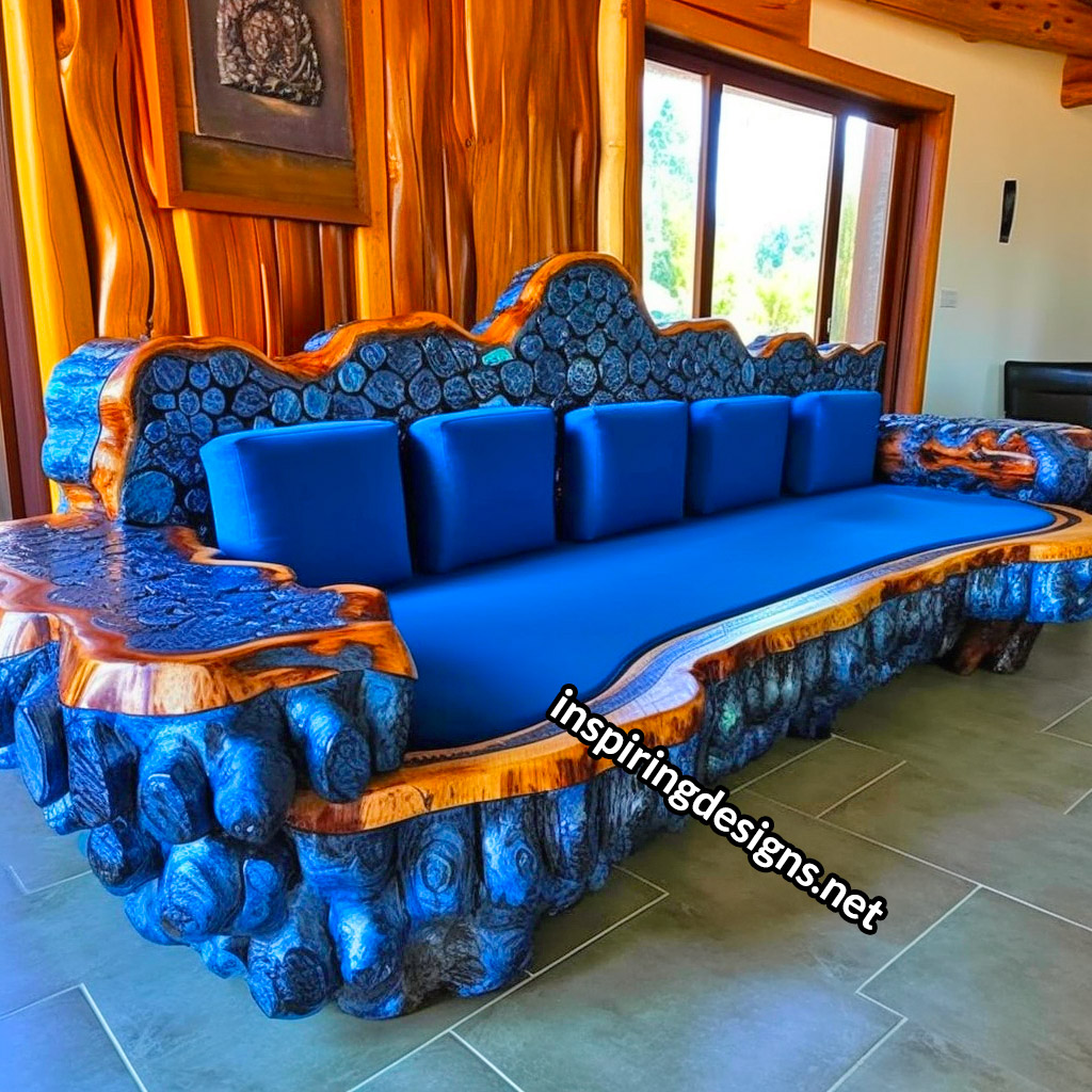 Giant Sofas Made From Logs and Epoxy Resin