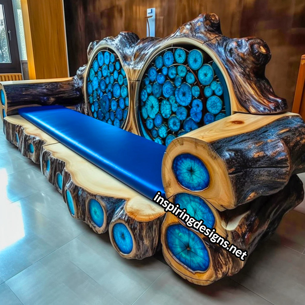 Giant Sofas Made From Logs and Epoxy Resin