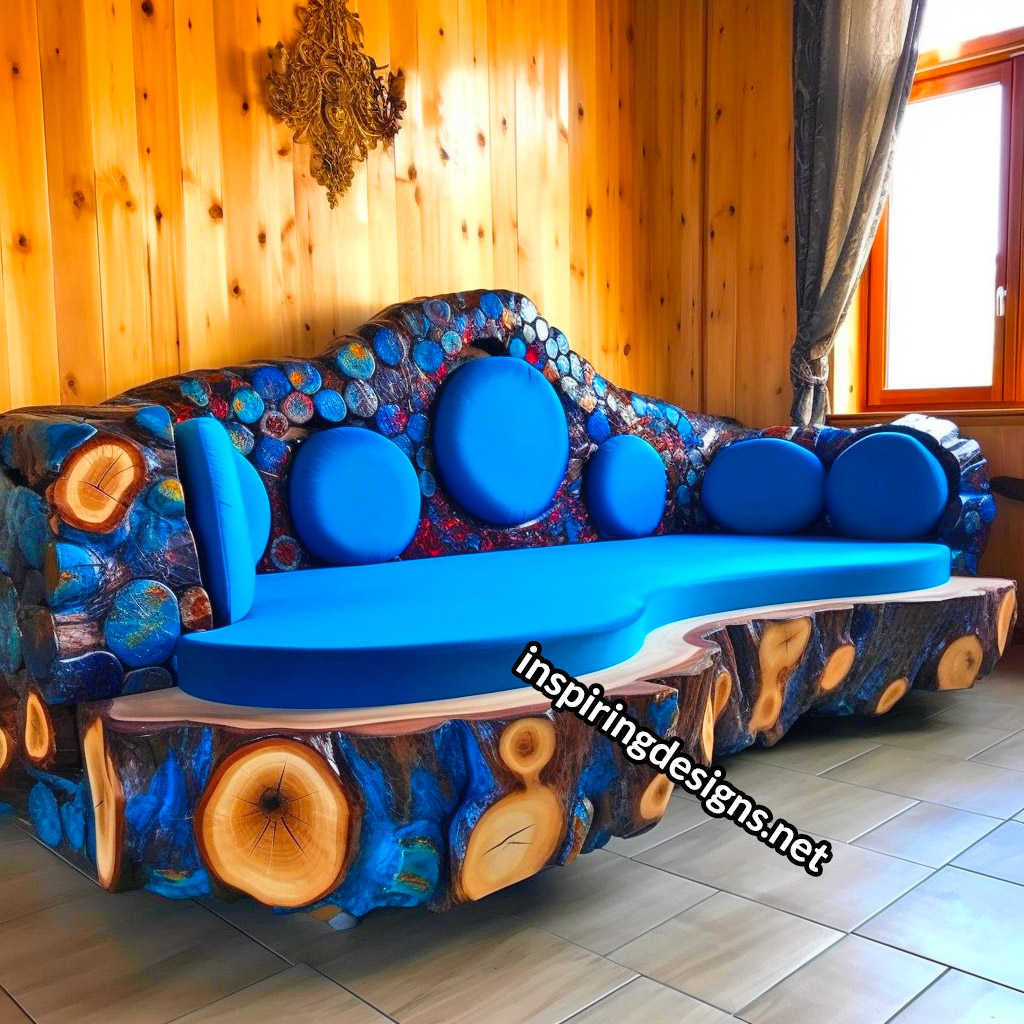 Giant Sofas Made From Logs and Epoxy Resin