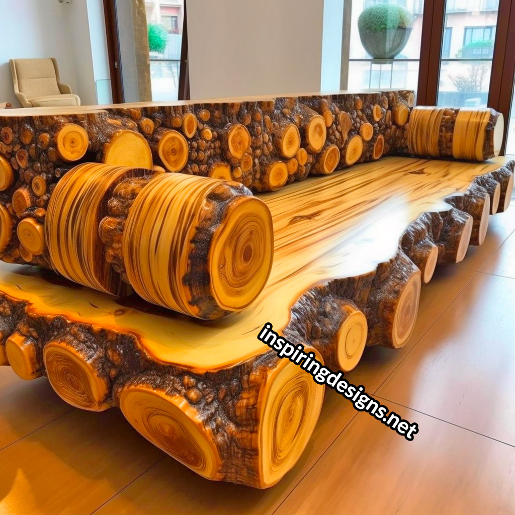 Giant Sofas Made From Logs and Epoxy Resin