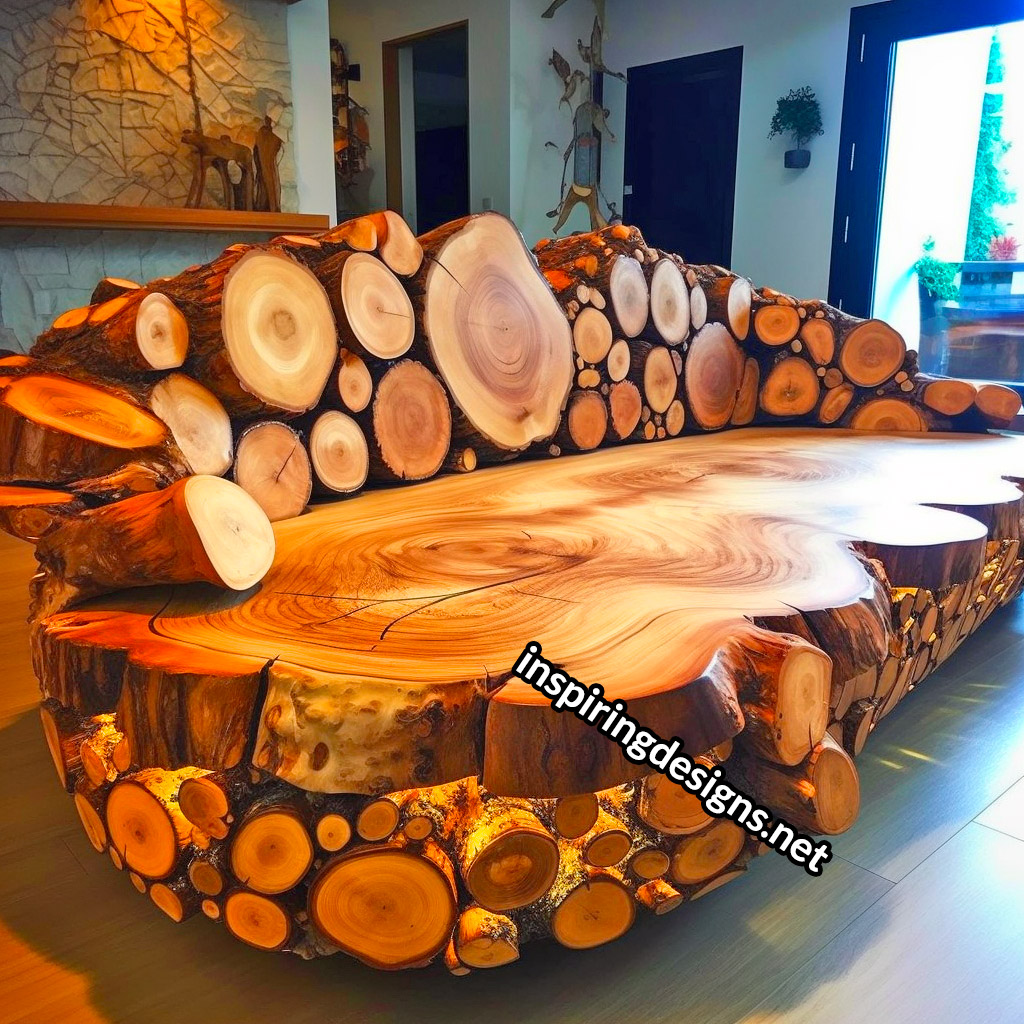 Giant Sofas Made From Logs and Epoxy Resin