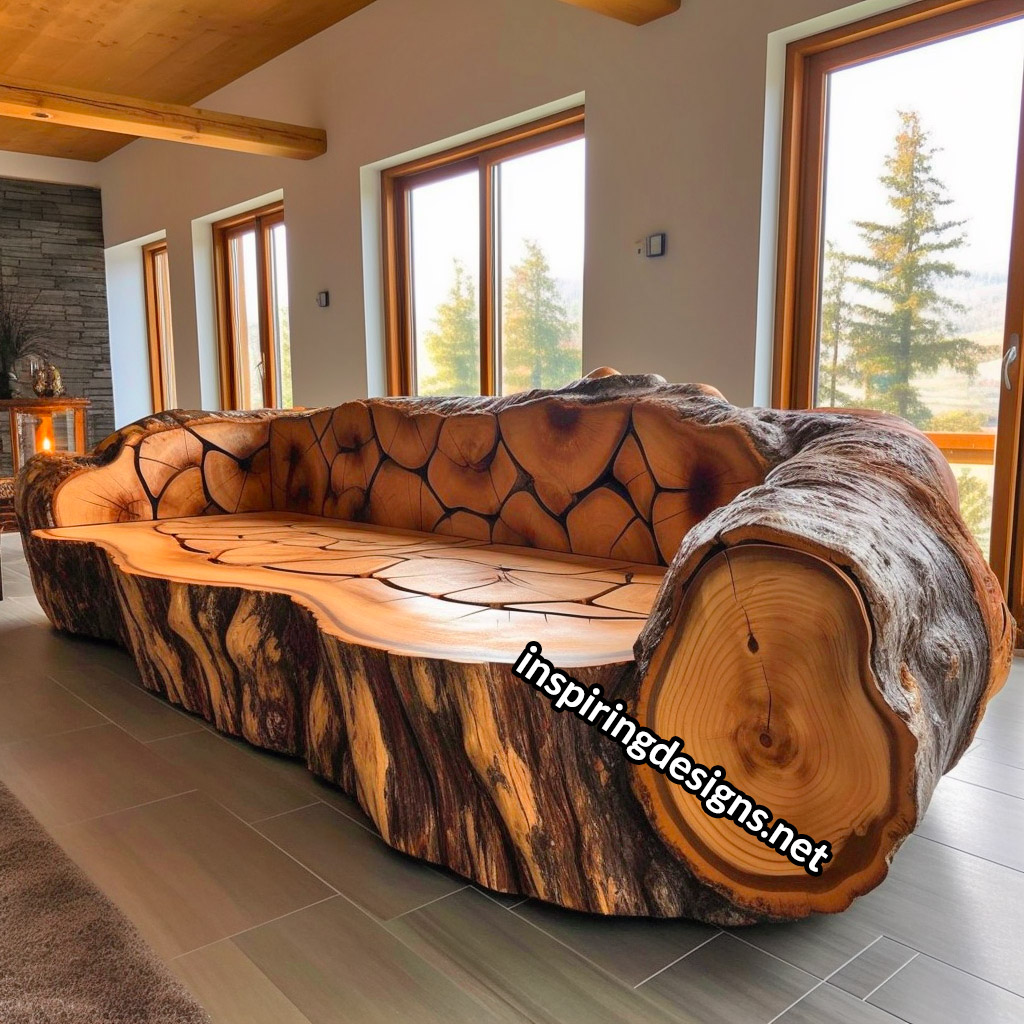 Giant Sofas Made From Logs and Epoxy Resin