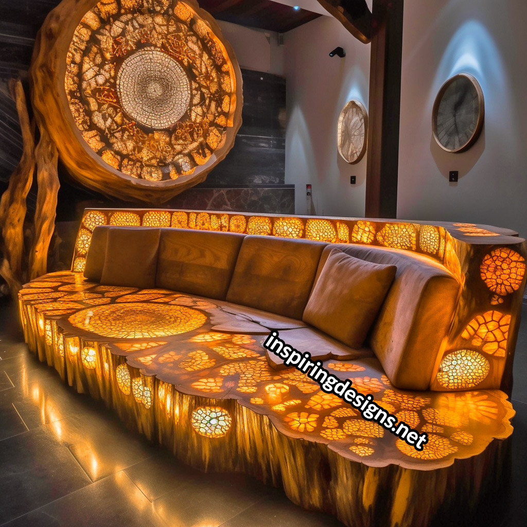 Giant Sofas Made From Logs and Epoxy Resin