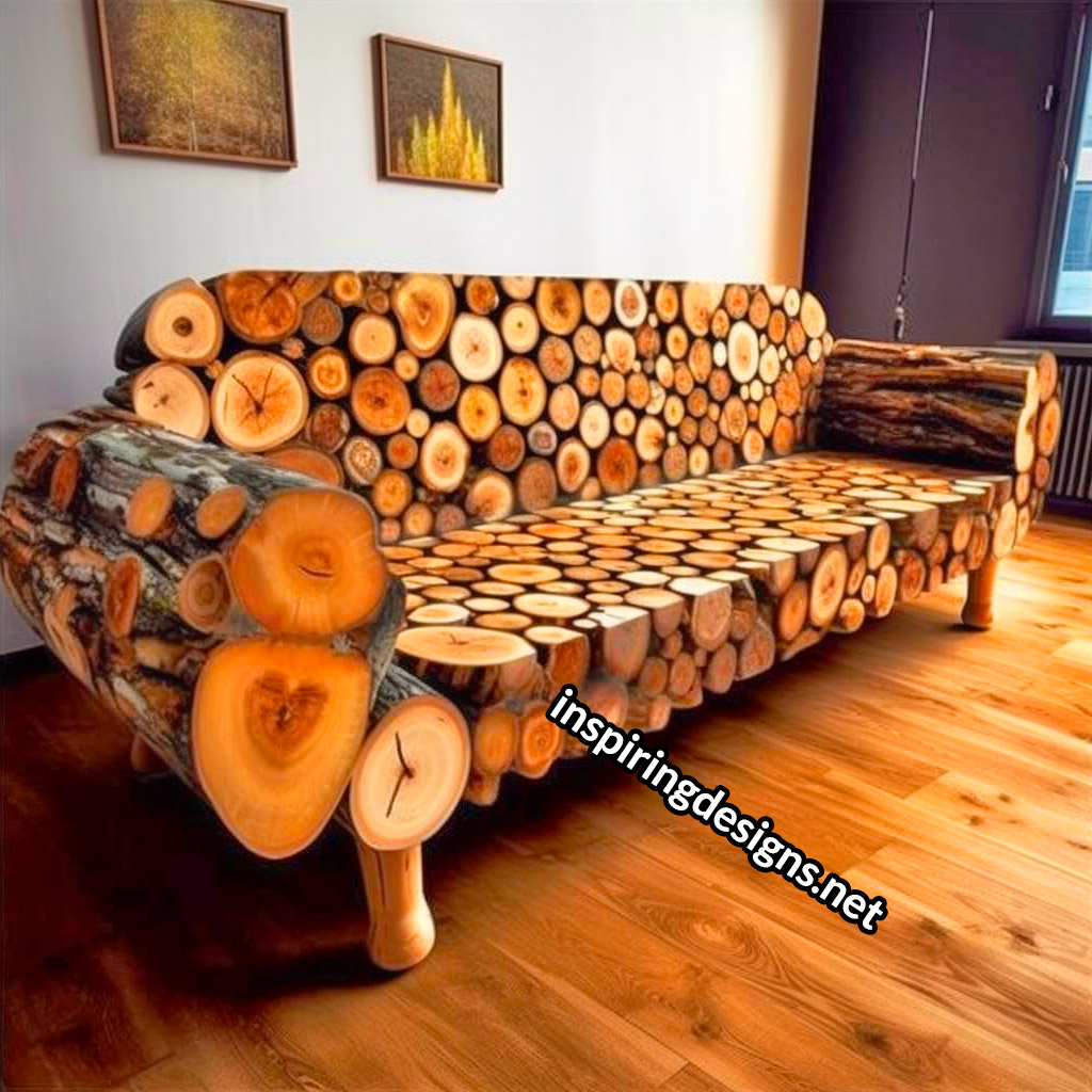 Giant Sofas Made From Logs and Epoxy Resin