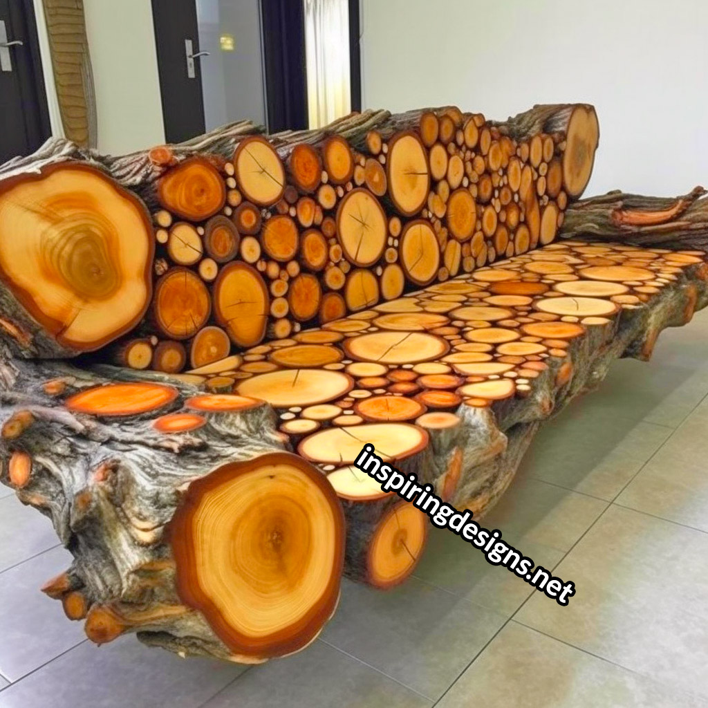 Giant Sofas Made From Logs and Epoxy Resin