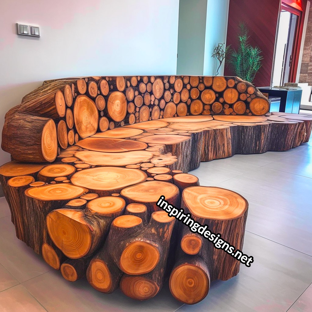 Giant Sofas Made From Logs and Epoxy Resin