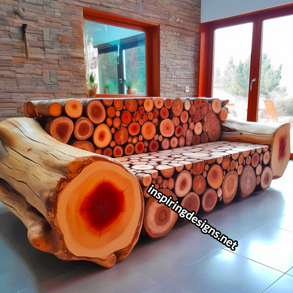 Giant Sofas Made From Logs and Epoxy Resin