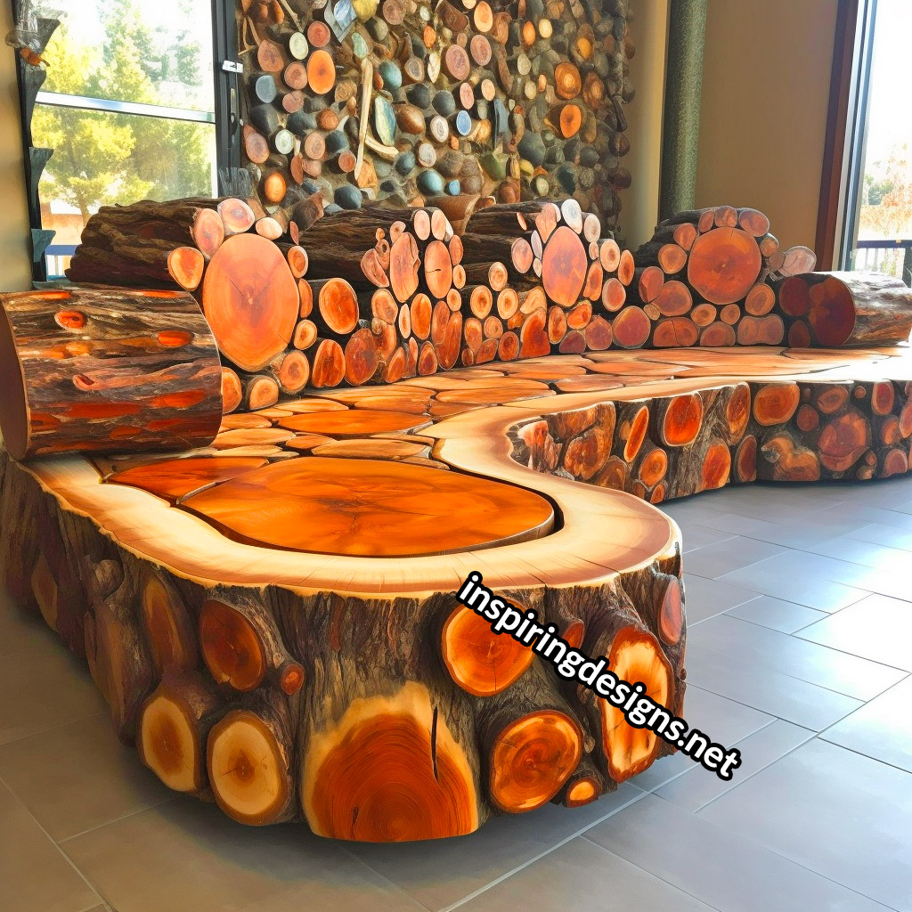 Giant Sofas Made From Logs and Epoxy Resin