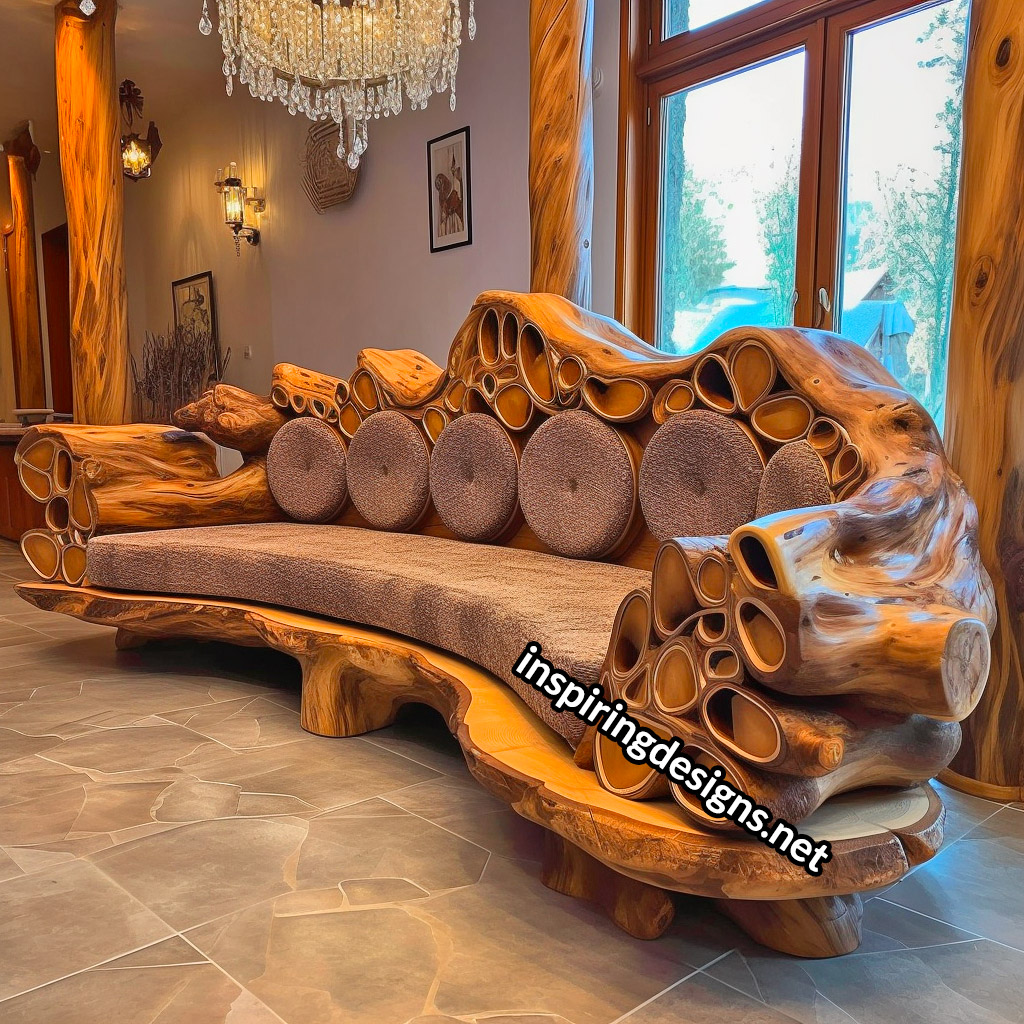 Giant Sofas Made From Logs and Epoxy Resin