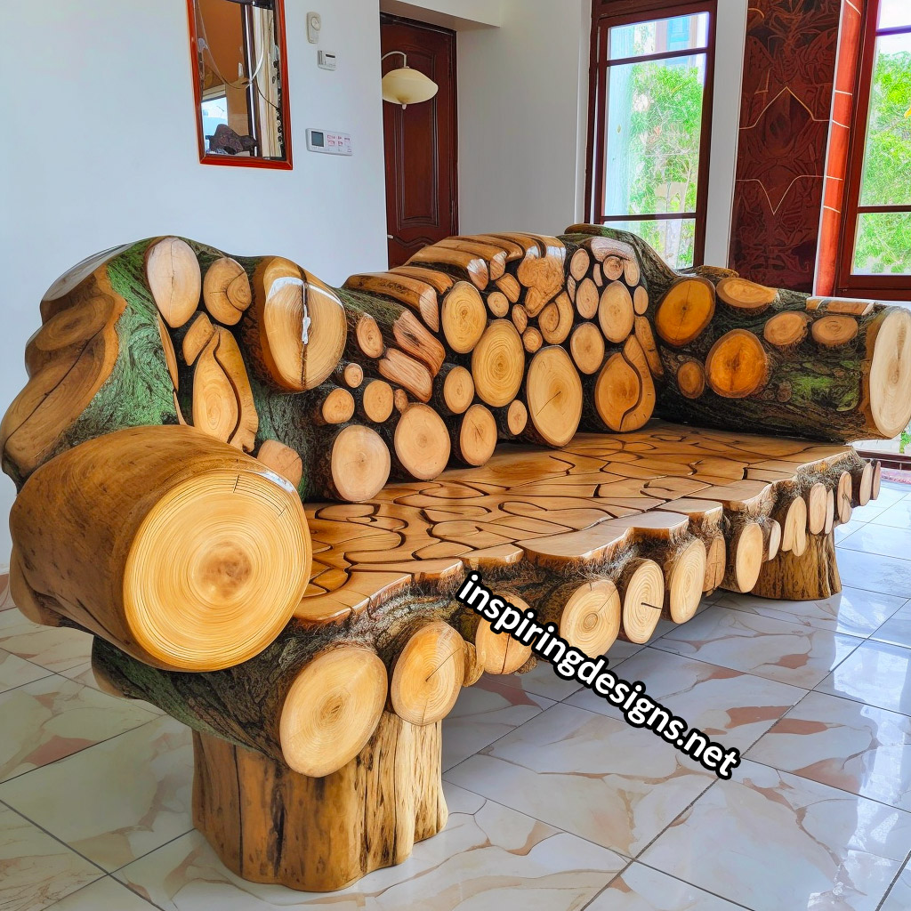Giant Sofas Made From Logs and Epoxy Resin
