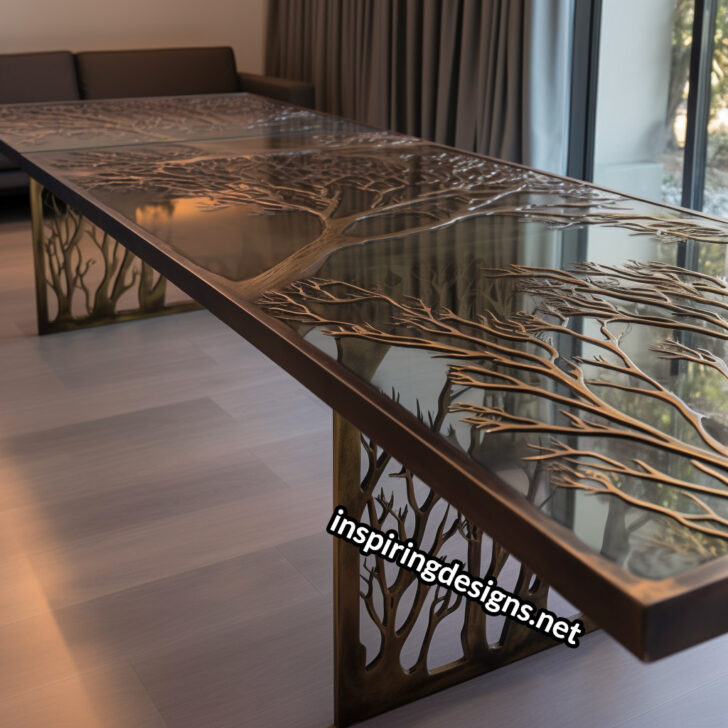 20+ Tree Design Luxury Dining Tables Made From Metal and Glass