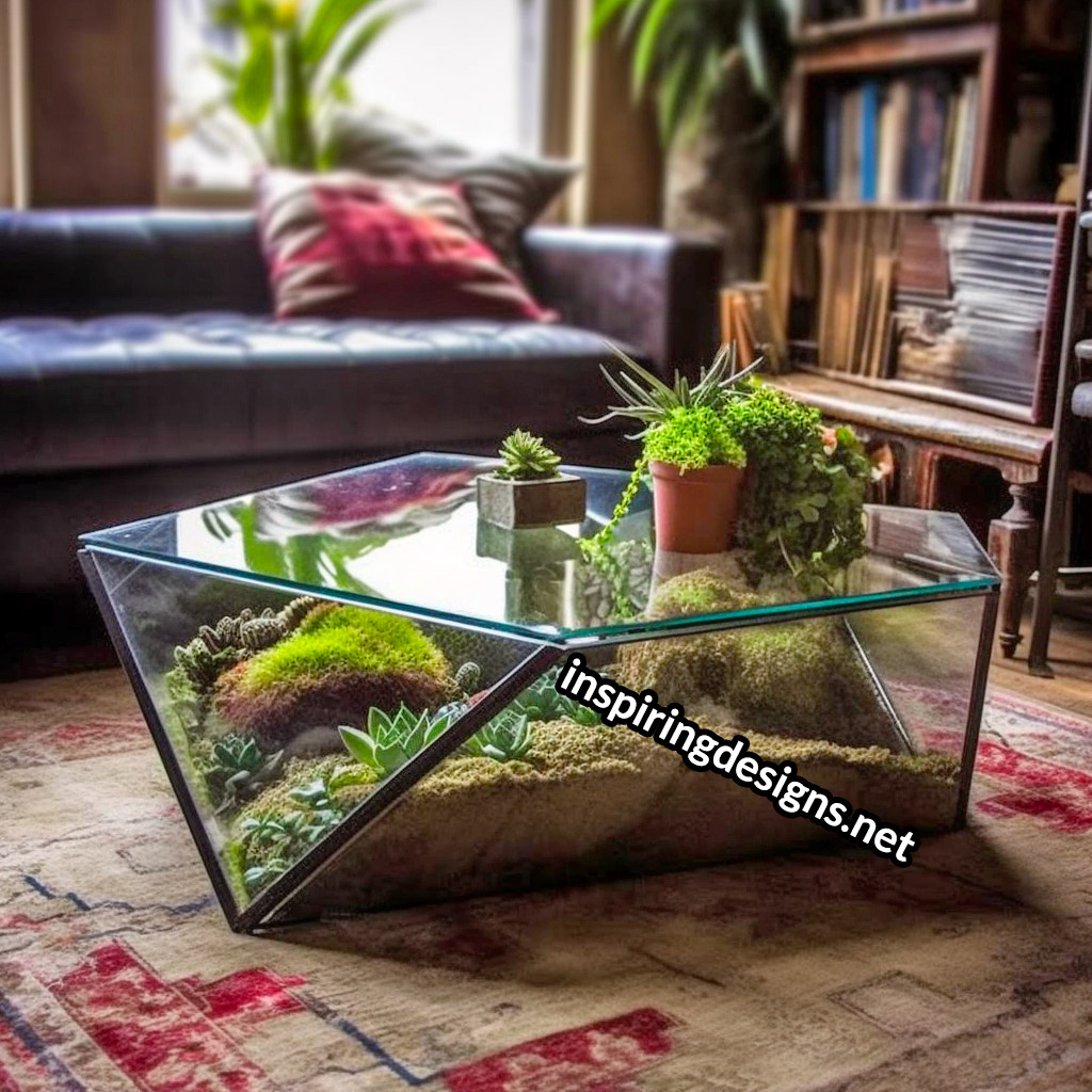 Glass Terrarium Table, Wood Terrarium Table, Tables Plants Home