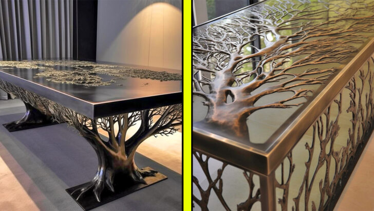 20+ Tree Design Luxury Dining Tables Made From Metal and Glass