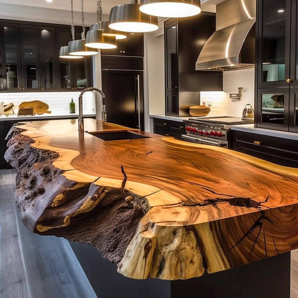 piano cucina in legno  Kitchen worktop, Wood worktop, Live edge countertop