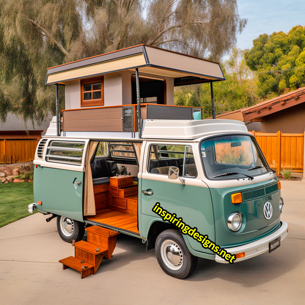 Volkswagen Hippy Bus Converted Into RV with Second Level