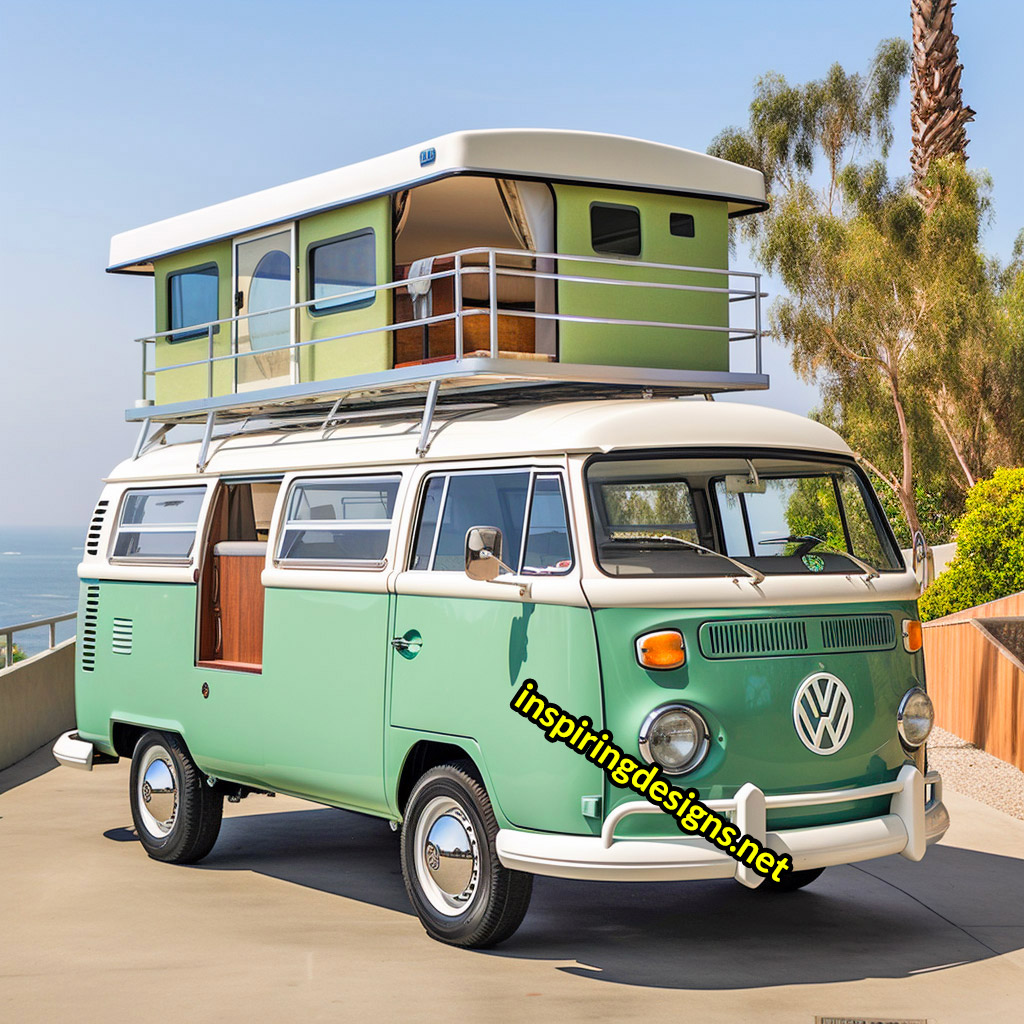 Volkswagen Hippy Bus Converted Into RV with Second Level