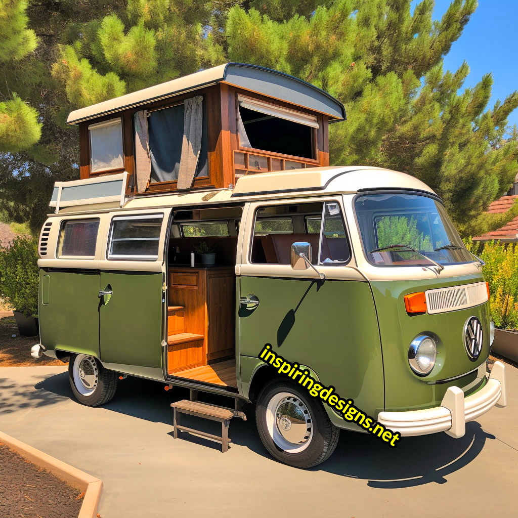Volkswagen Hippy Bus Converted Into RV with Second Level