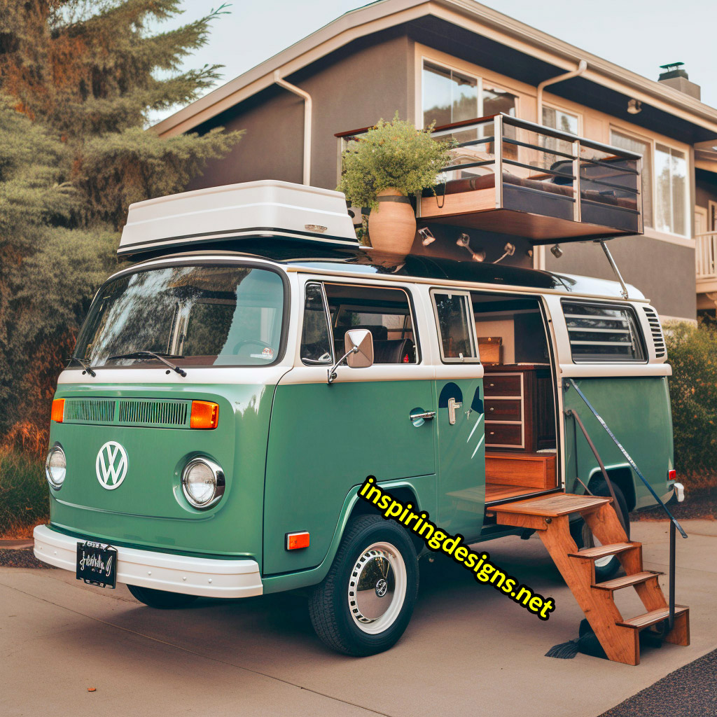 Volkswagen Hippy Bus Converted Into RV with Second Level