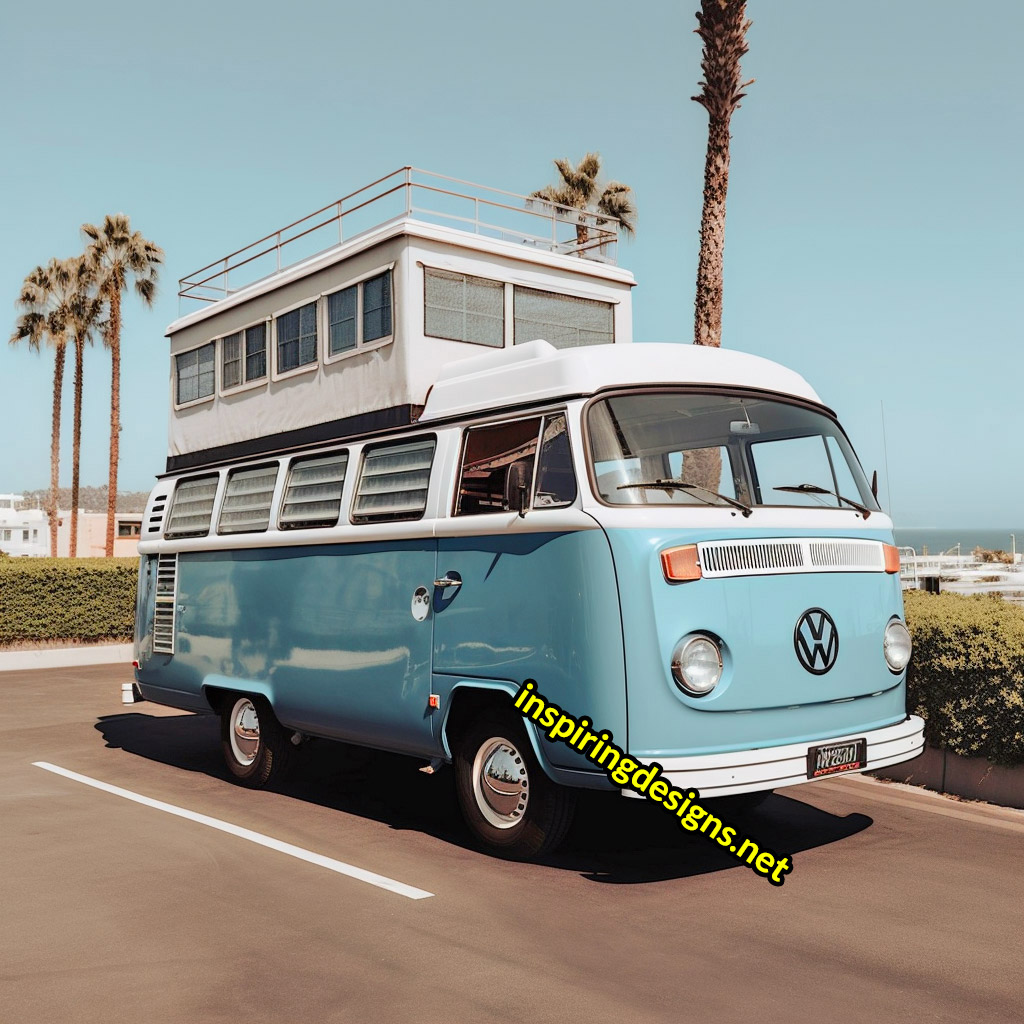 Volkswagen Hippy Bus Converted Into RV with Second Level