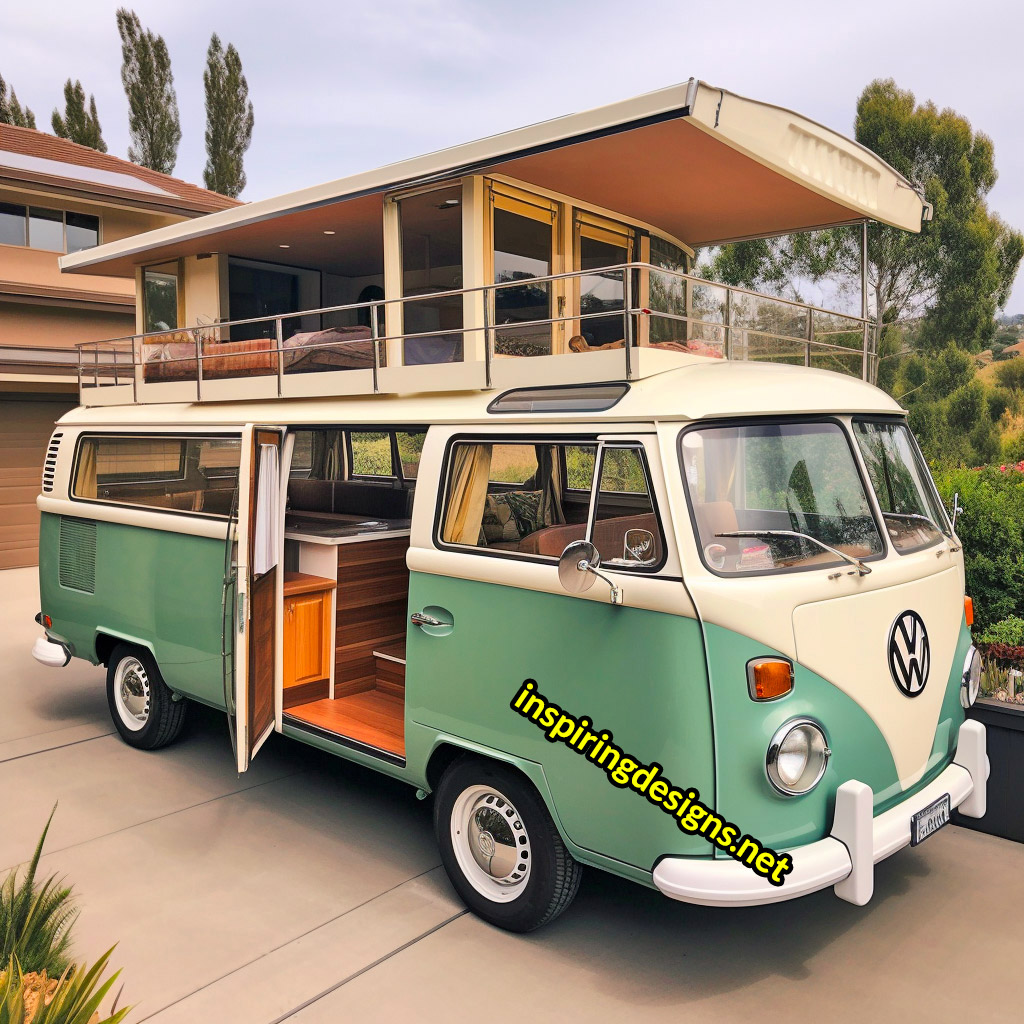 Volkswagen Hippy Bus Converted Into RV with Second Level