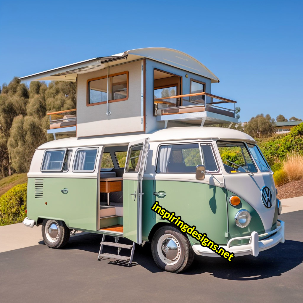 Volkswagen Hippy Bus Converted Into RV with Second Level