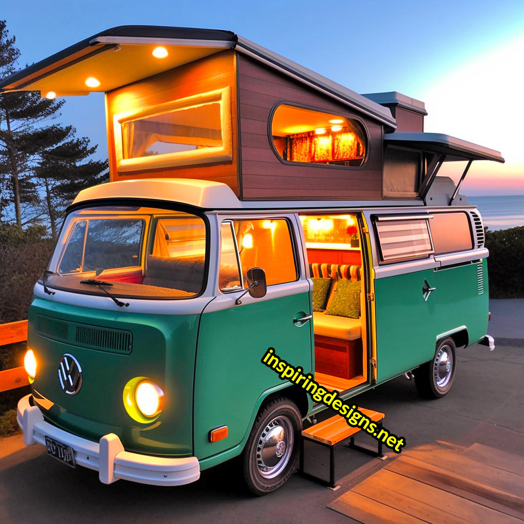 Volkswagen Hippy Bus Converted Into RV with Second Level