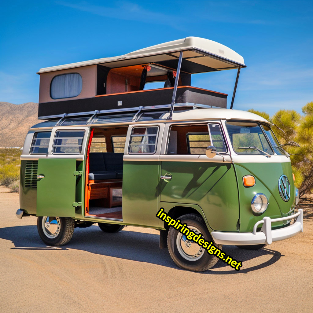 Volkswagen Hippy Bus Converted Into RV with Second Level