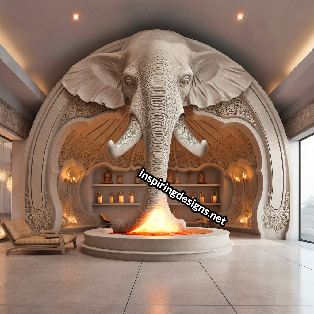 Giant Elephant Shaped Ultra-Luxury Fireplace