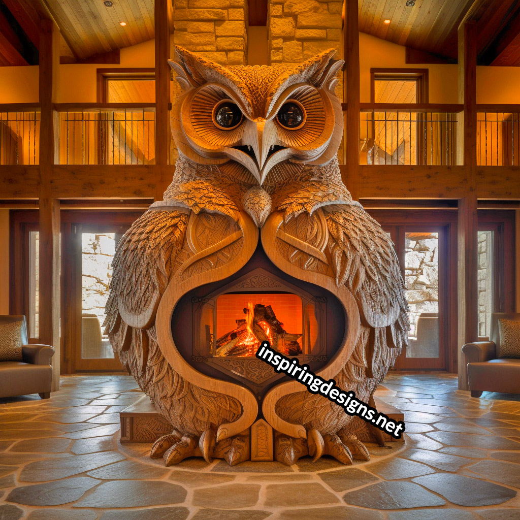 Giant Owl Shaped Ultra-Luxury Fireplace