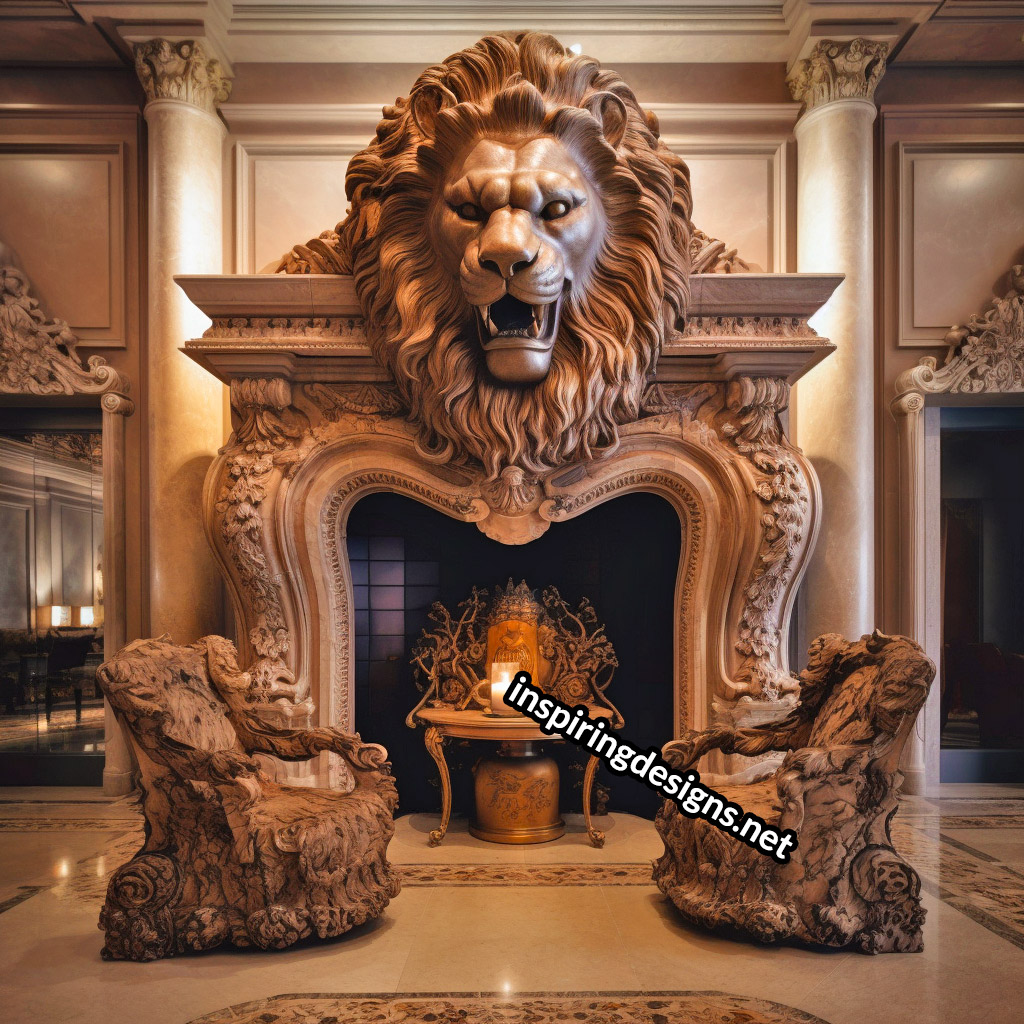 Giant Lion Shaped Ultra-Luxury Fireplace