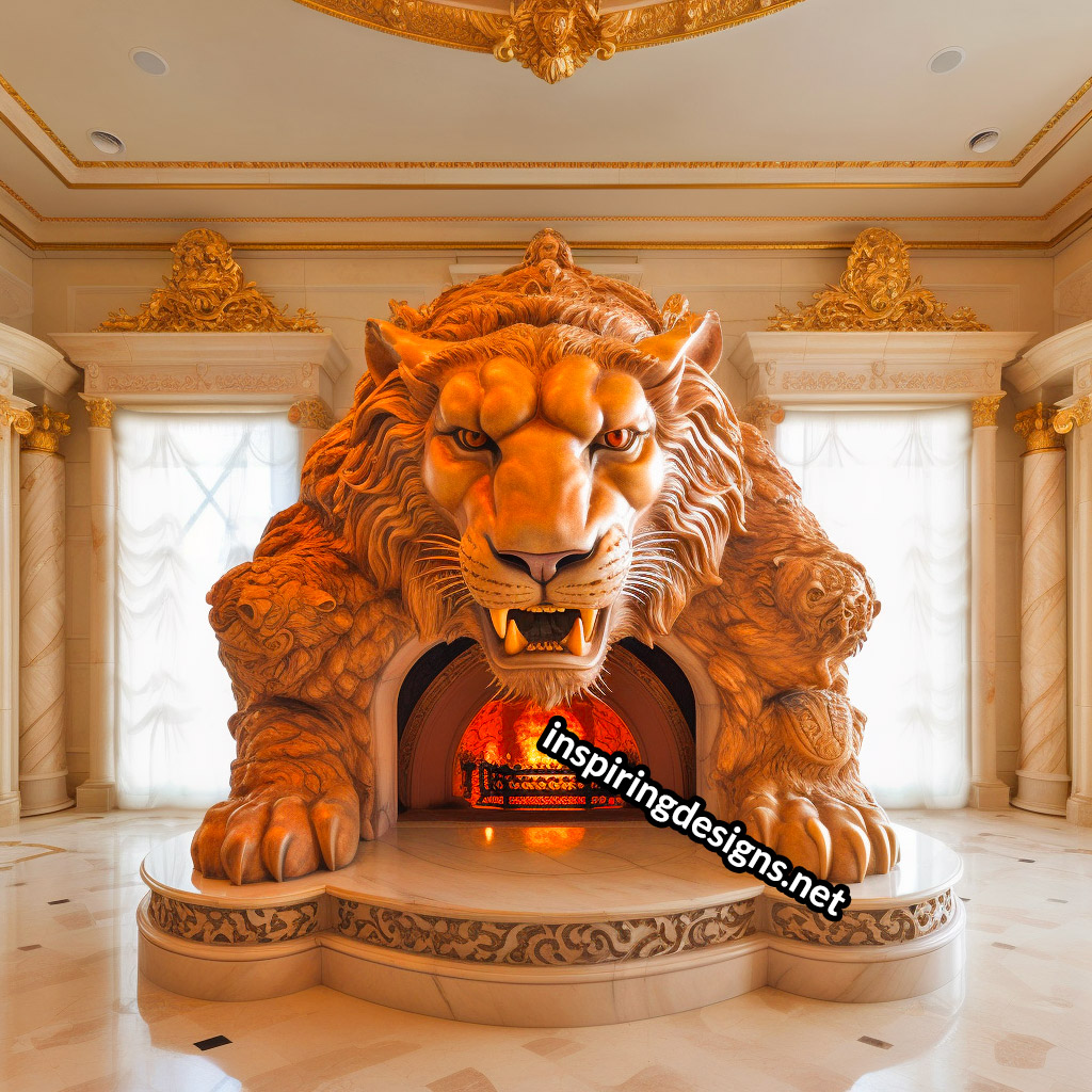 Giant lion Shaped Ultra-Luxury Fireplace