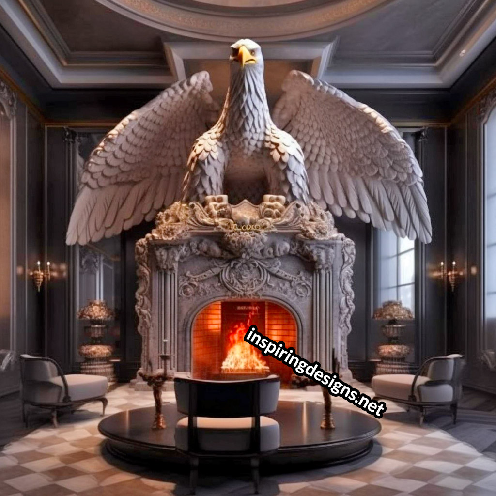 Giant Eagle Shaped Ultra-Luxury Fireplace