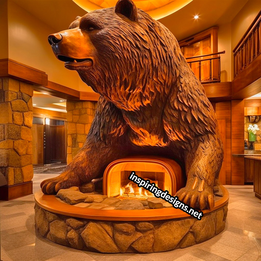 Giant Bear Shaped Ultra-Luxury Fireplace