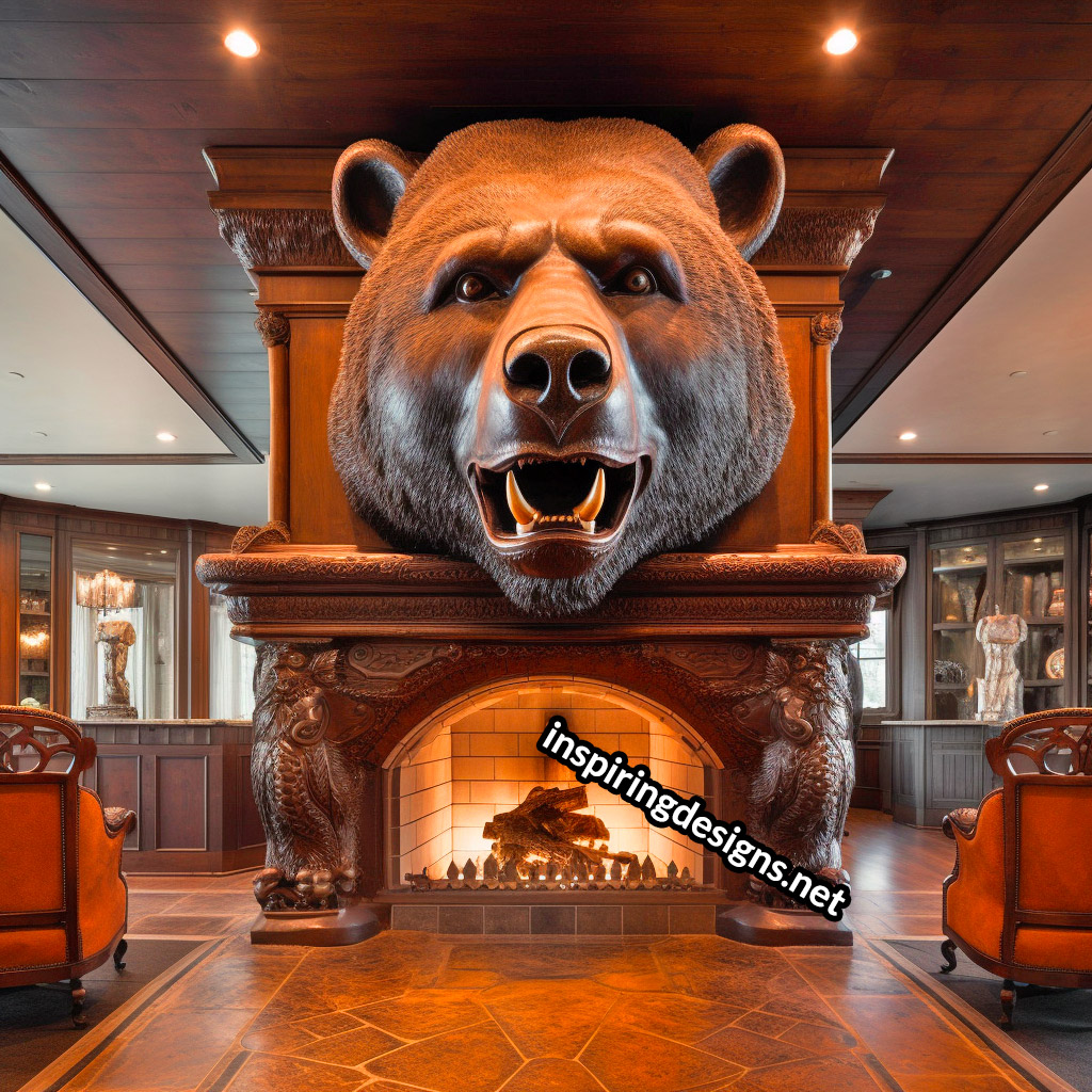 Giant Bear Shaped Ultra-Luxury Fireplace