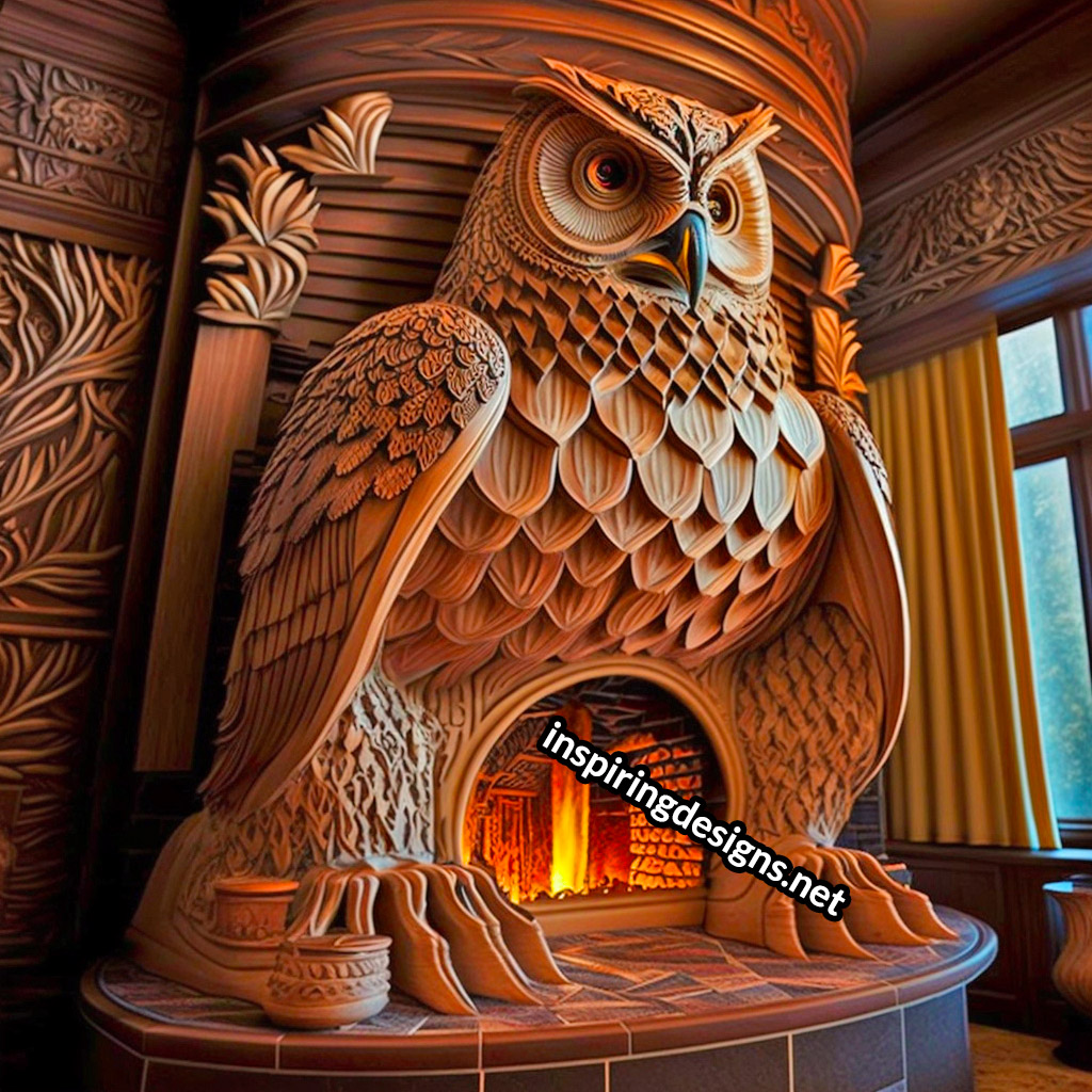 Giant Owl Shaped Ultra-Luxury Fireplace