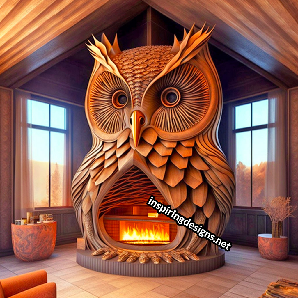 Giant Owl Shaped Ultra-Luxury Fireplace