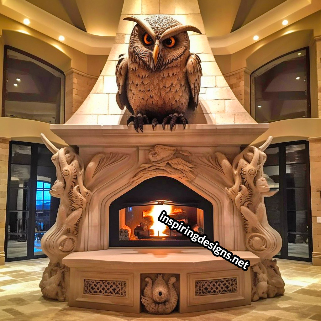 Giant Owl Shaped Ultra-Luxury Fireplace