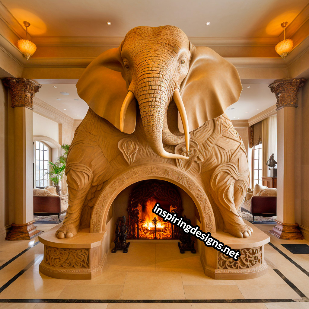 Giant Elephant Shaped Ultra-Luxury Fireplace