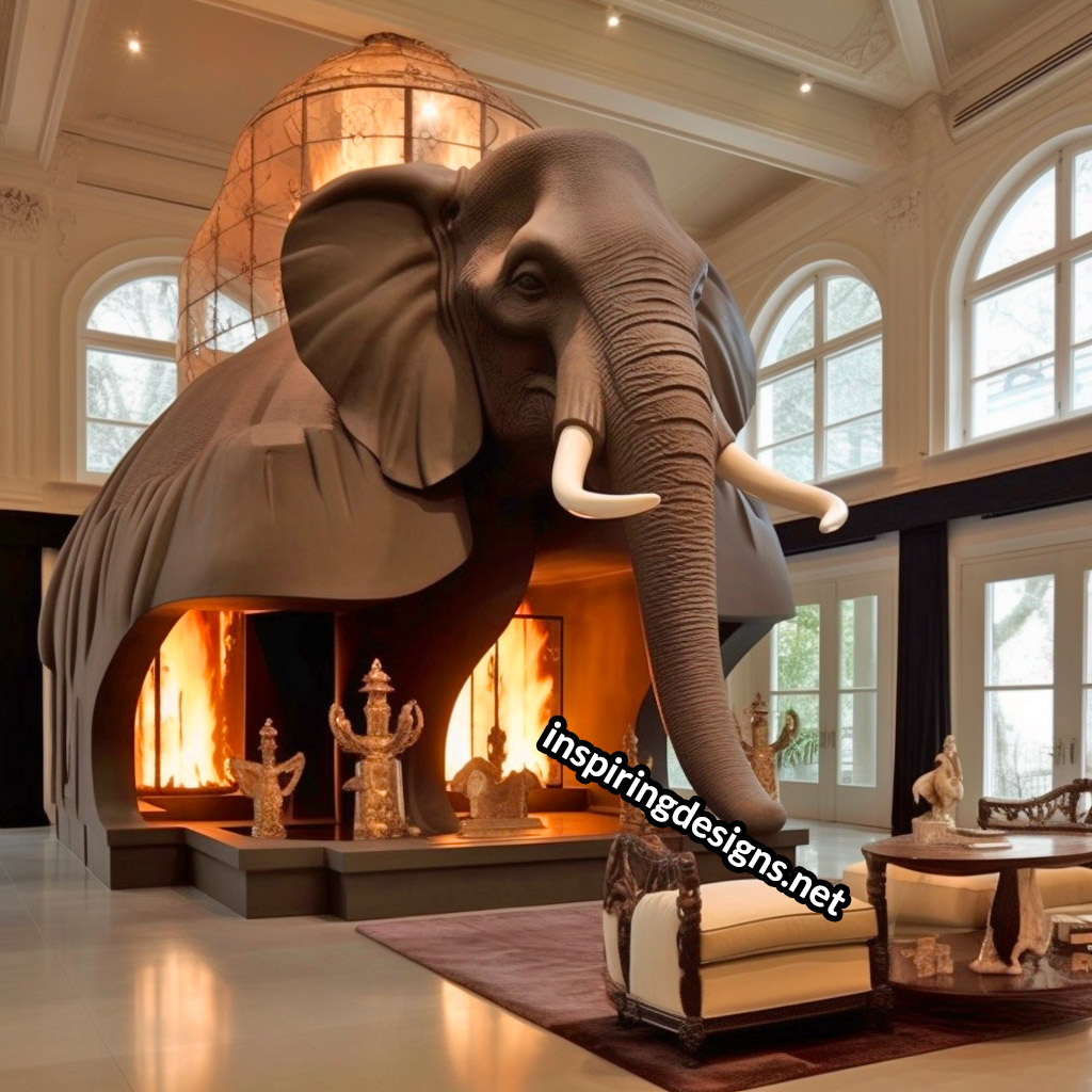 Giant Elephant Shaped Ultra-Luxury Fireplace