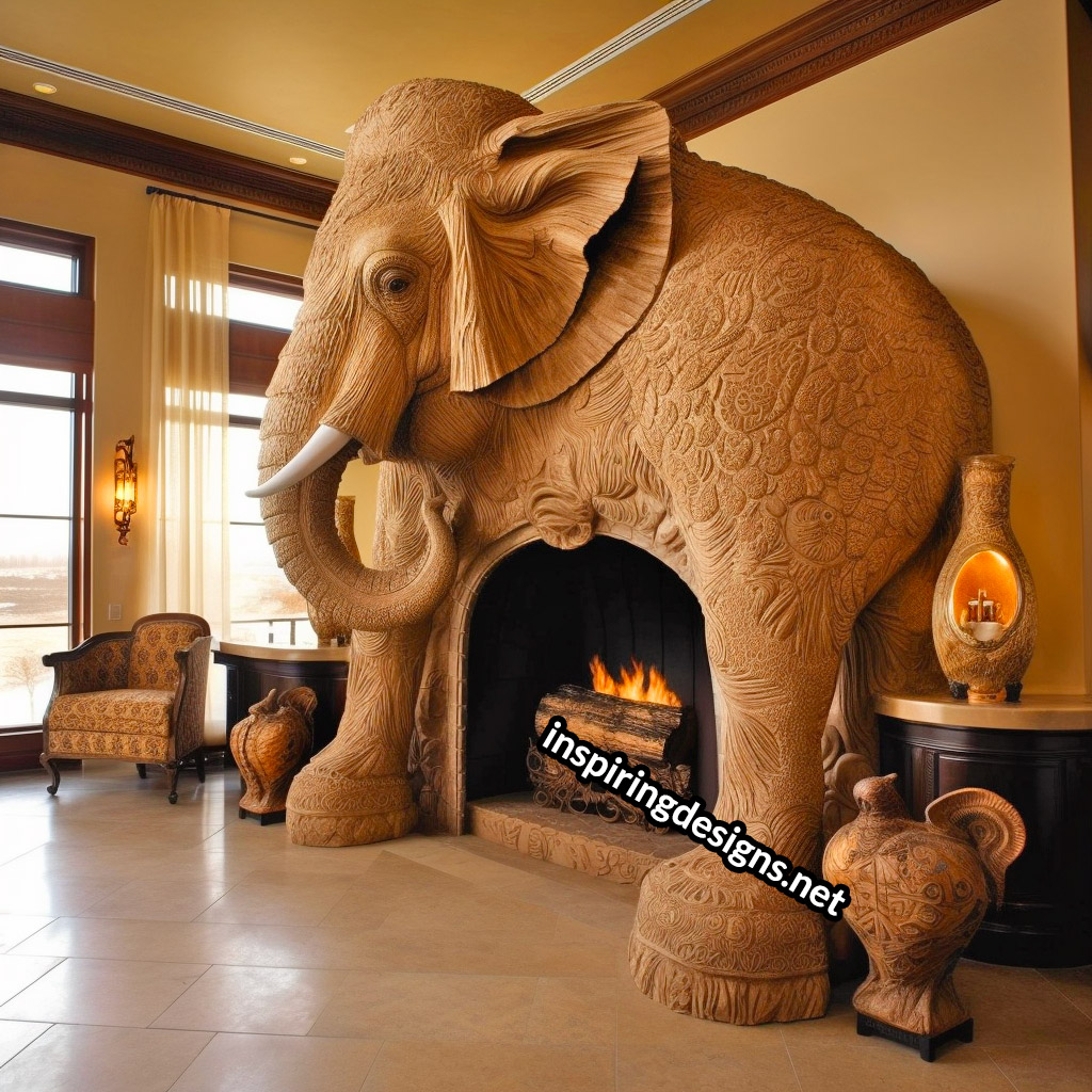 Giant Elephant Shaped Ultra-Luxury Fireplace